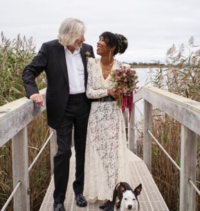 Roger Waters with his current wife, Kamilah Chavis